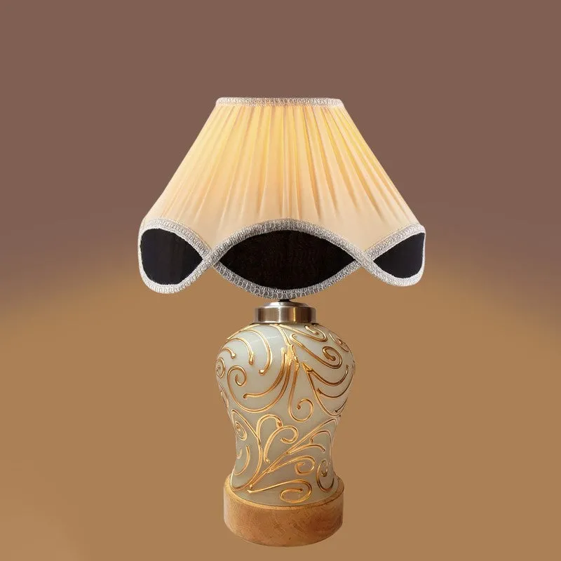 Lumithra Arc Pleated Wooden Table Lamp - OffWhite media 5