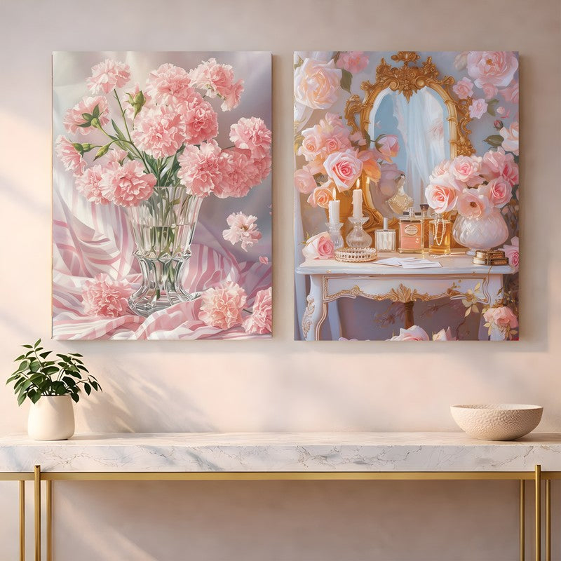 Eternal Flower Canvas Wall Art - Set of Two