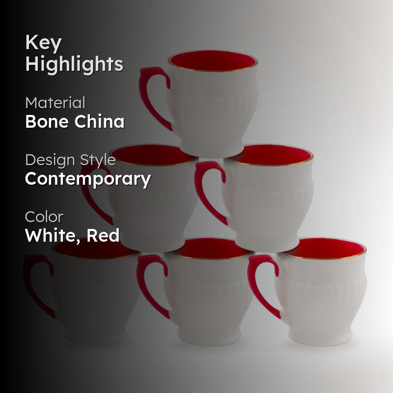 Axton Bone China Tea Cup (175 mL Each) -  Set of Six media 2