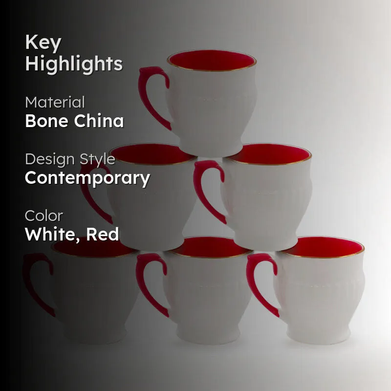 Axton Bone China Tea Cup (175 mL Each) -  Set of Six media 2