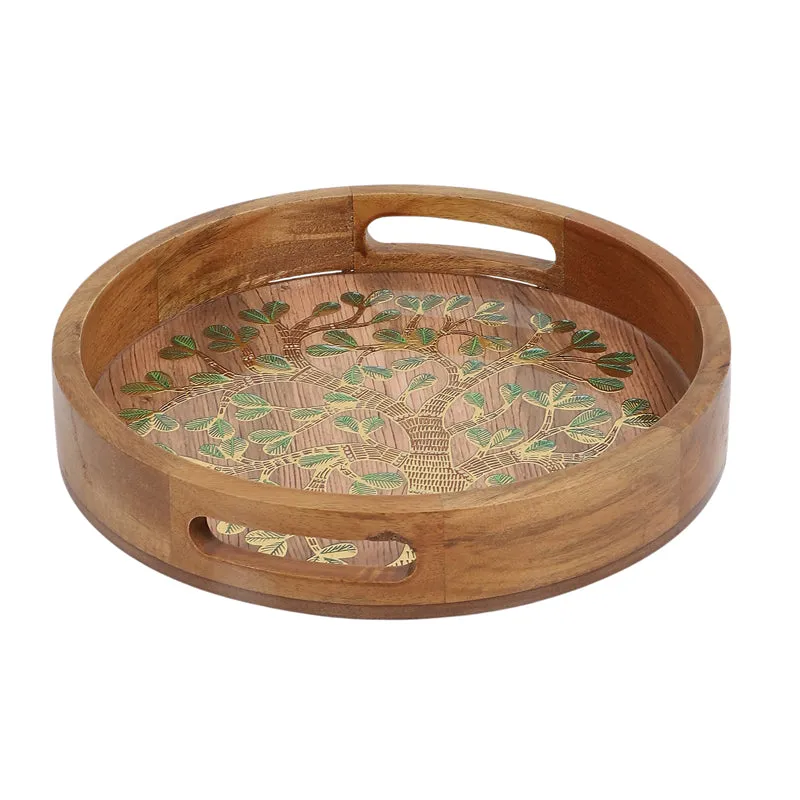 Sona Patta Round Wooden Serving Tray media 3