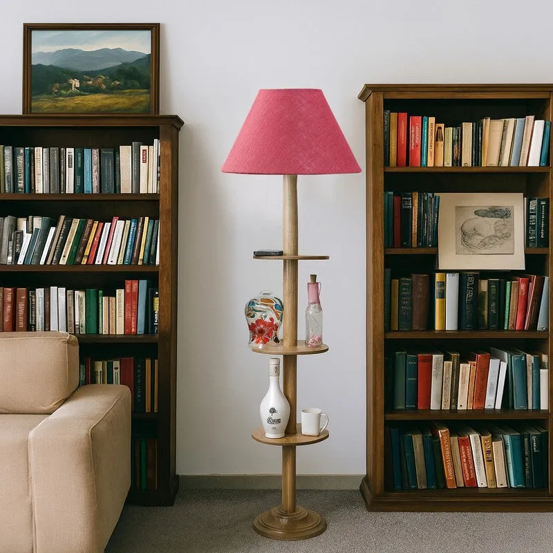 Vintage Glow Light Wooden Floor Lamp - Pink media 4