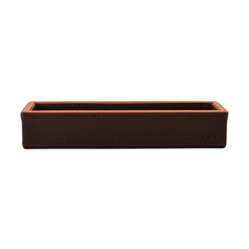 Tisca Faux Leather Cutlery Tray - Brown media 4