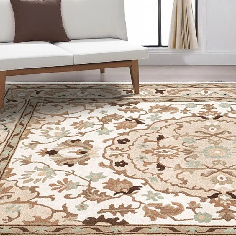Mithras Hand Tufted Ethnic Wool & Nylon Carpet - Beige media 3