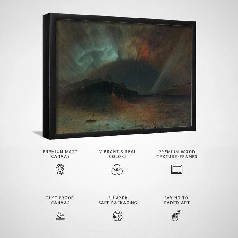 Aurora Borealis Canvas Wall Painting - Black Frame media 6