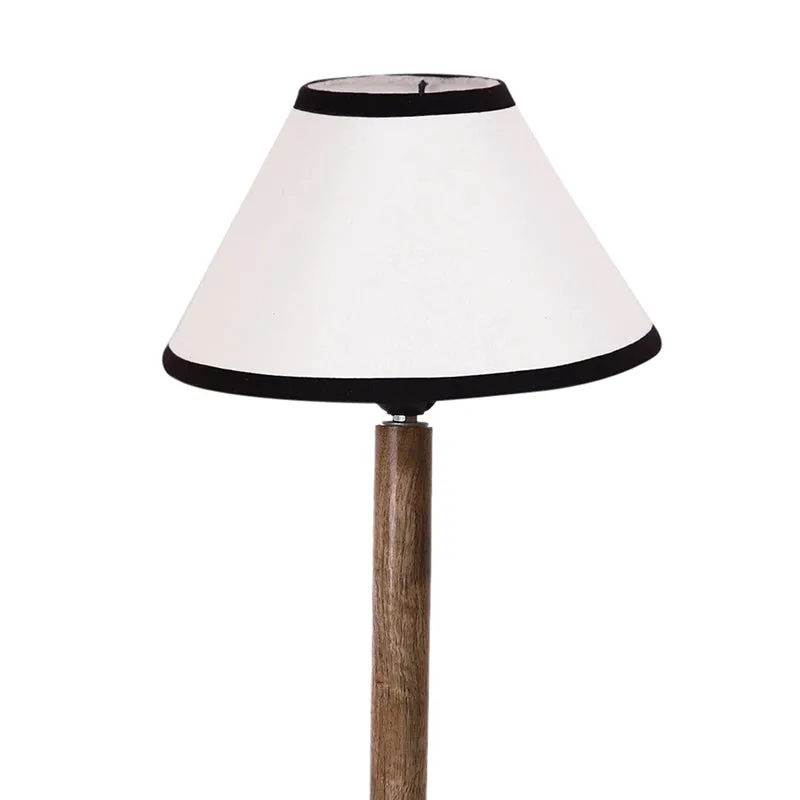 Monochrome Edge Table Lamp With Wooden Base - White,Brown media 6