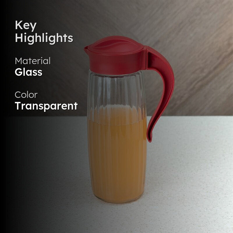 Domana Duna Transparent Jug With Lid (Red) - 1600 media 2