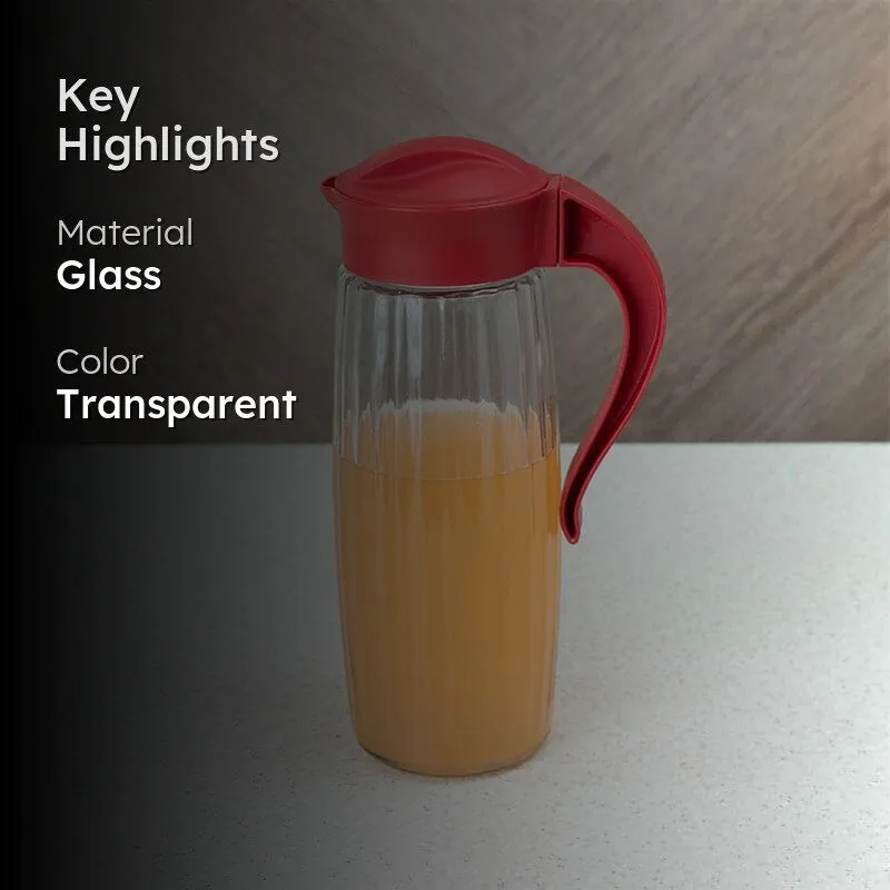 Domana Duna Transparent Jug With Lid (Red) - 1600 media 2