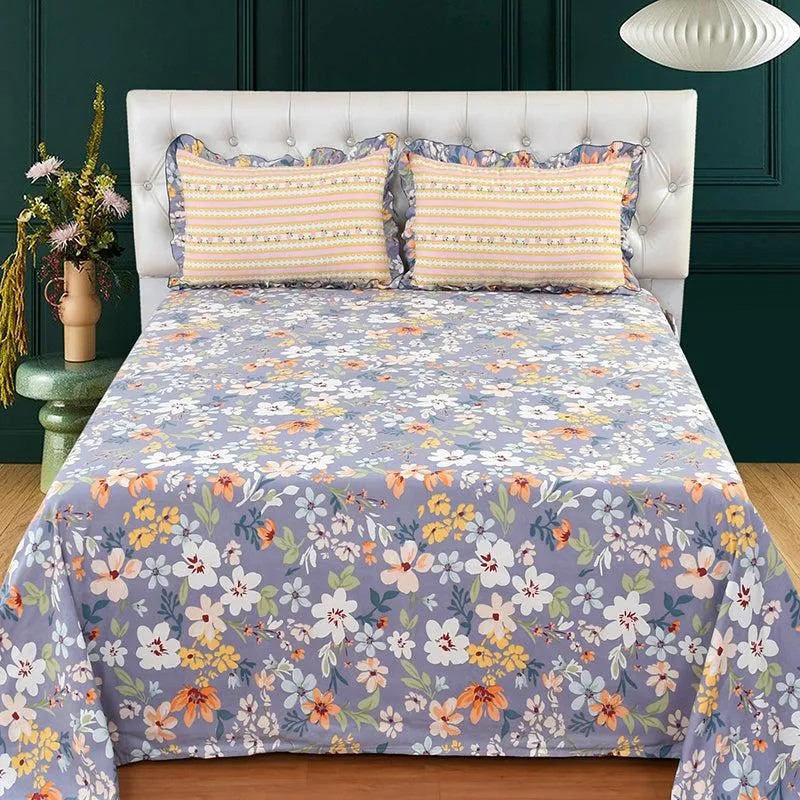 Kyoto Zen Floral Microfiber Bedsheet - 210 GSM media 4