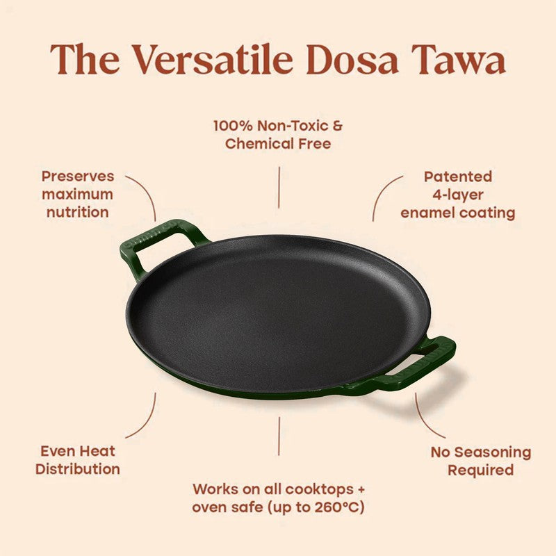 Cumin Co Enamel Cast Iron Dosa Tawa (Green,Black) - 30 cm media 4