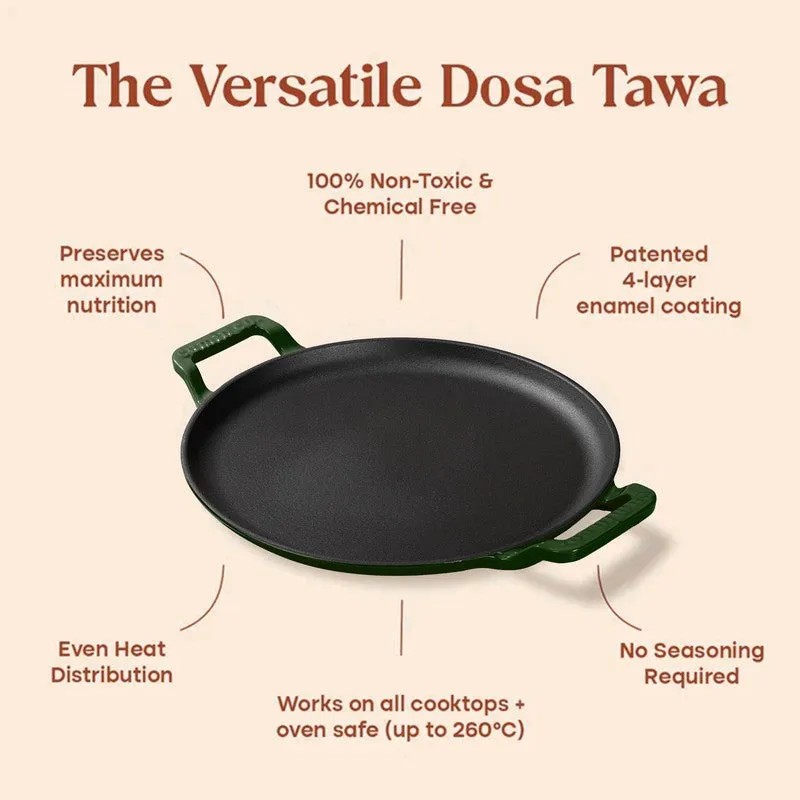 Cumin Co Enamel Cast Iron Dosa Tawa (Green,Black) - 30 cm media 4