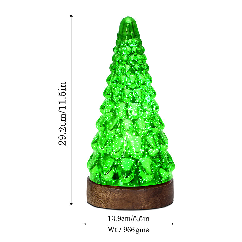 Vibrant Pinewood Xmas Tree Glass Table Lamp  Green - Green media 5