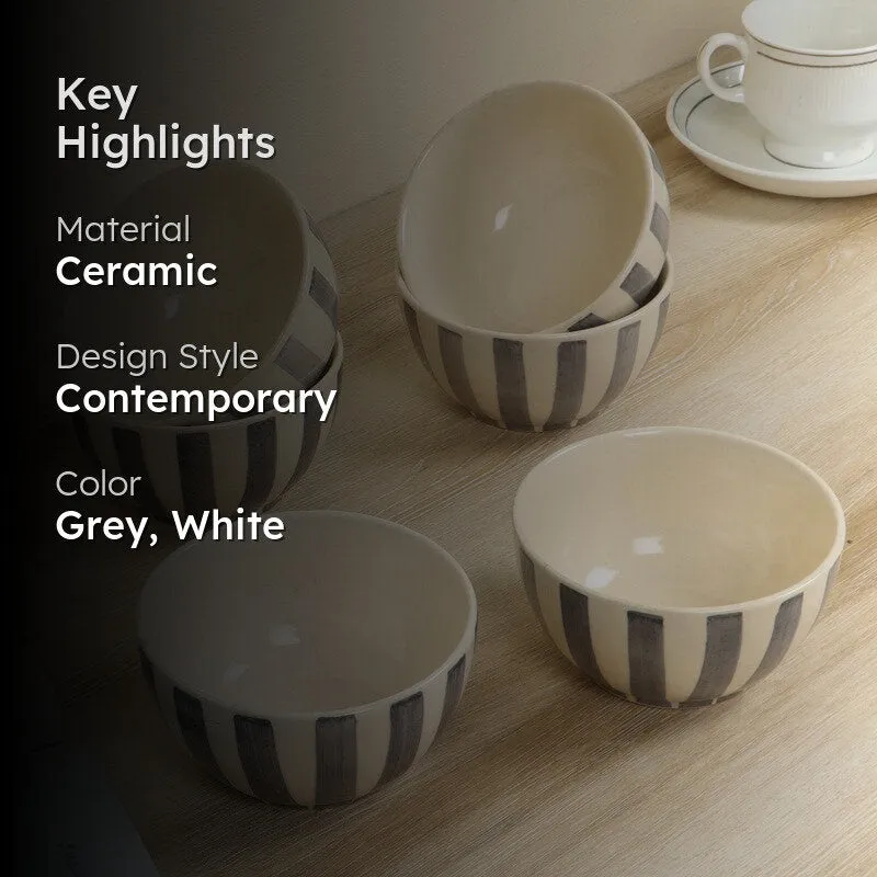 ServeScape Snack Bowls (Grey,White,200 mL Each) - Set Of Six media 2