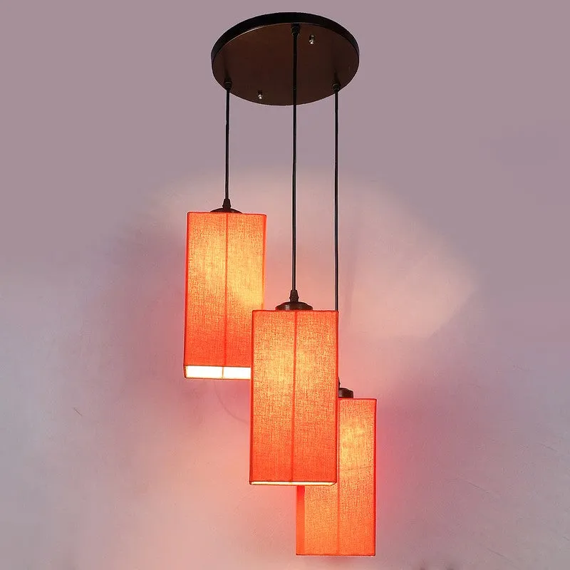 Warm Ivory Triple Metal Ceiling Lamp - Orange media 6