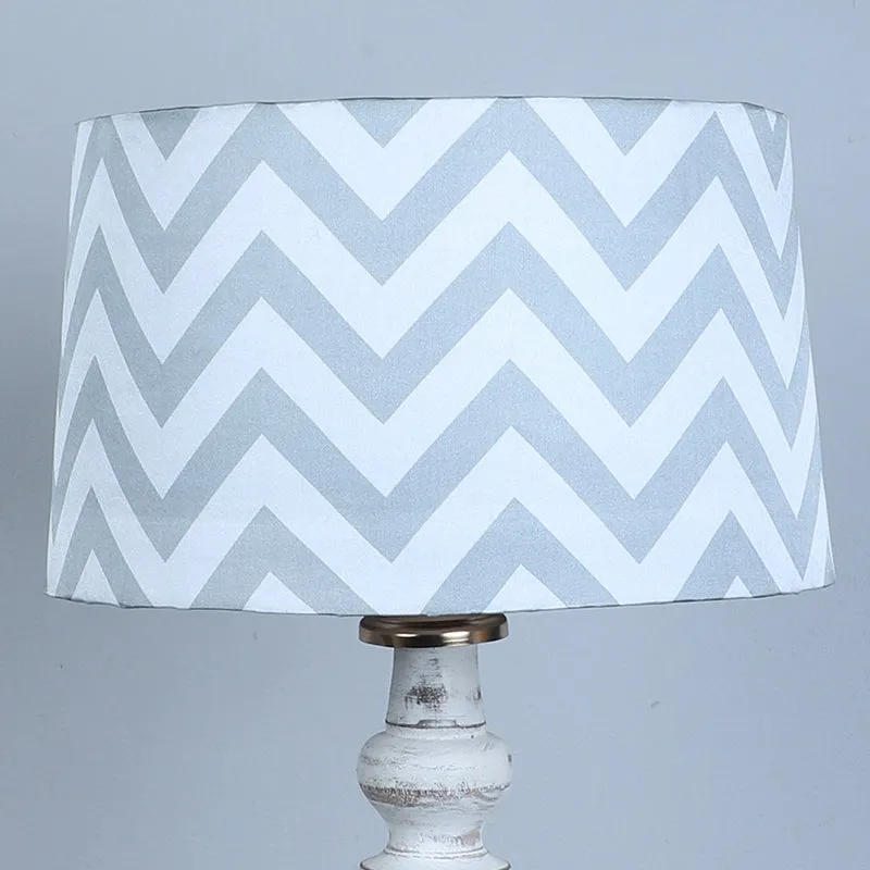 Chevron Light Totem Printed Mango Wood Floor Lamp - White media 4