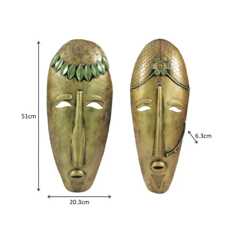 Tribal Mask Pair Iron Wall Accents - Set Of Two media 6