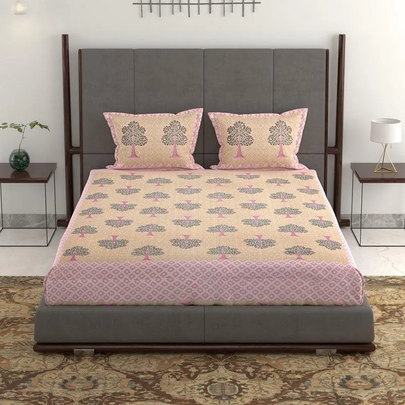 Geetika Printed Cotton Bedsheet (Yellow) - 280 TC media 4
