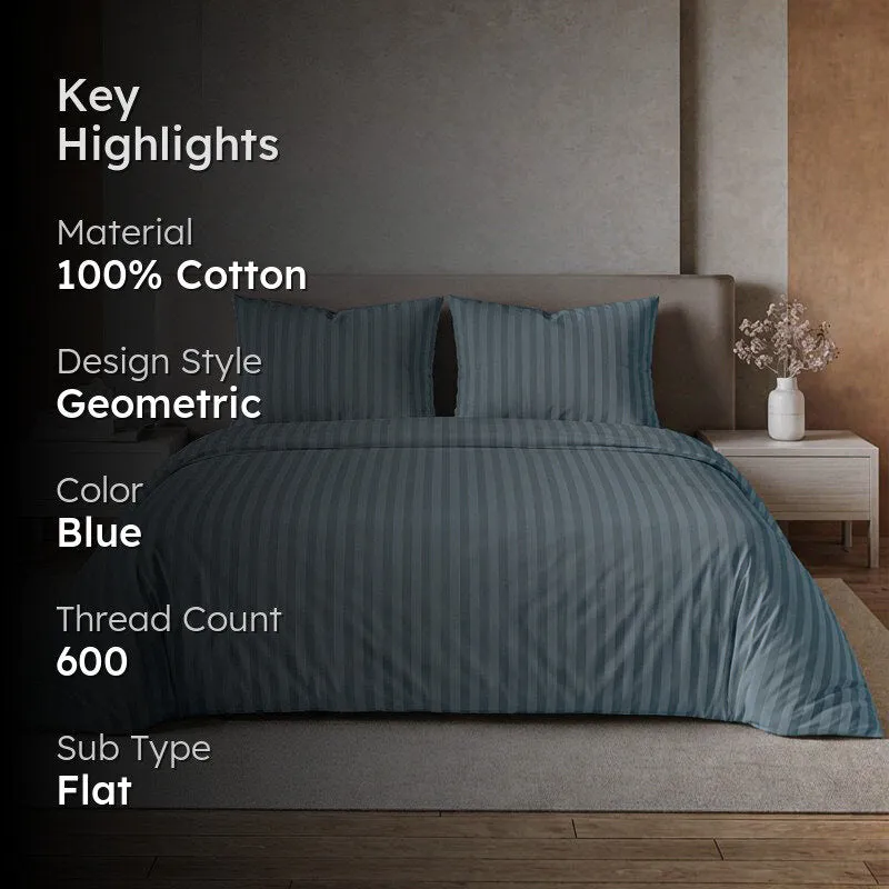 PureLine Cotton Bedsheet (Blue) - 600 TC media 2