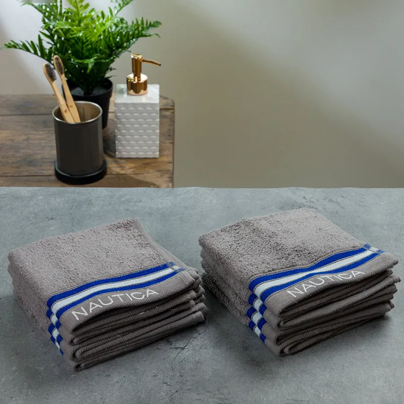Nautica Dove Down Cotton Face Towel (Grey) - Set Of Eight media 4