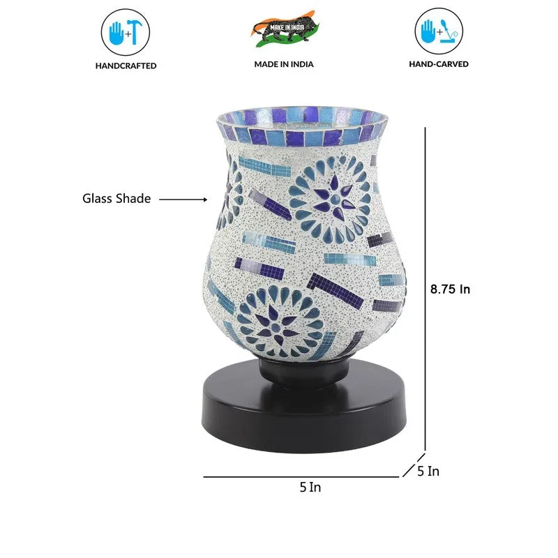Glowburn Mosaic Glass Table Lamp With Wooden Base - Multicolor media 8
