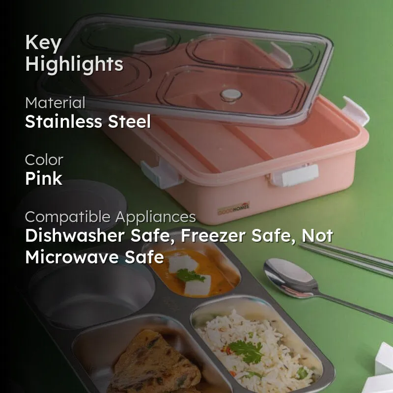 Emerio Lunch Box With Compartments (Pink) - 750 ML media 2