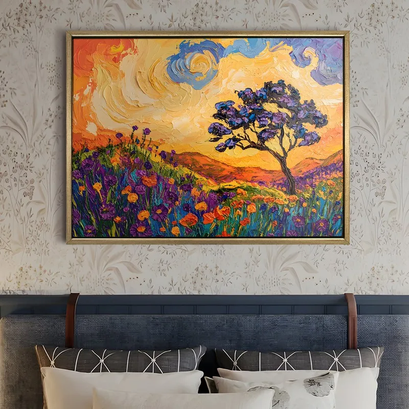 Saffron Sunset Canvas Wall Painting With Frame media 5
