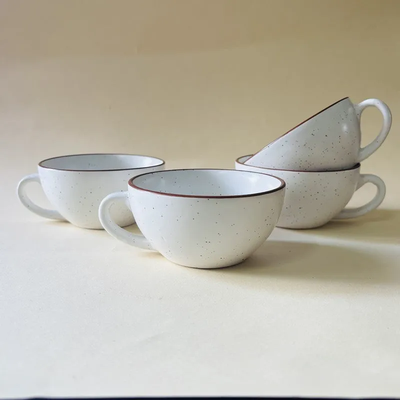 Ceramic Tea Cups (White,240 mL Each) - Set Of Four media 6