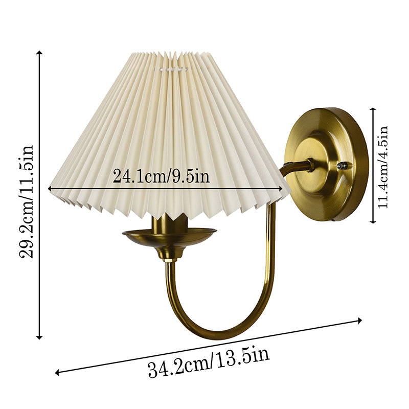 French Pleat  Shade Fabric & Metal Wall Lamp - Gold & Ivory media 5