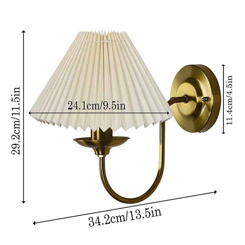 French Pleat  Shade Fabric & Metal Wall Lamp - Gold & Ivory media 5