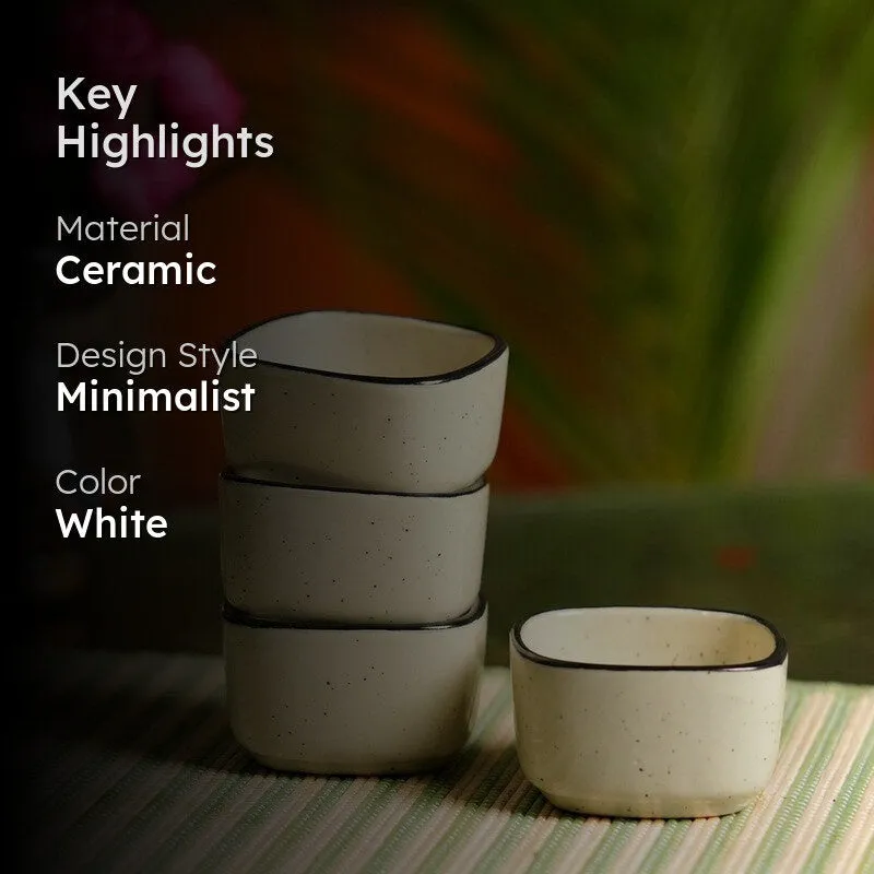 Culinex Ceramic Dip Bowls (White ,50 mL Each) - Set Of Four media 2