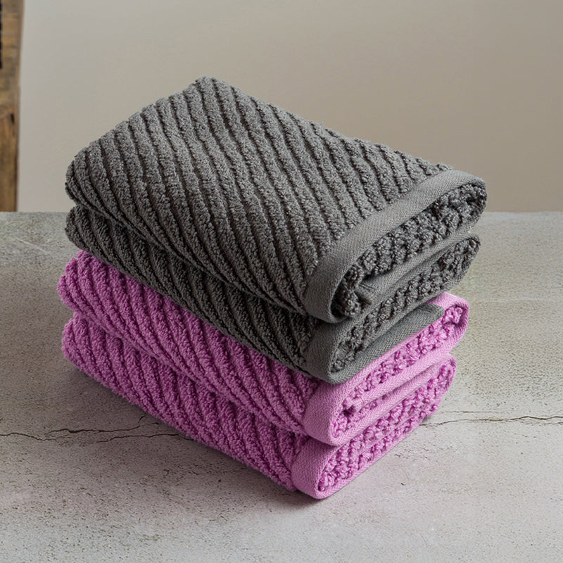 Nautica Riviera Soft Cotton Hand & Face Towel (Lilac & Dark Grey) - Set Of Four media 4