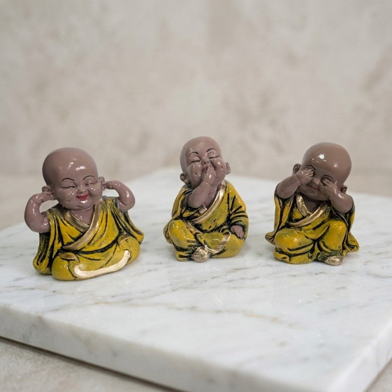 Zen Monks Budhha Resin Showpiece - Set of Three