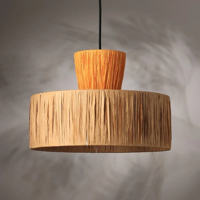 Fig Living Ombre Rattan Ceiling Lamp - Orange, Brown media 5