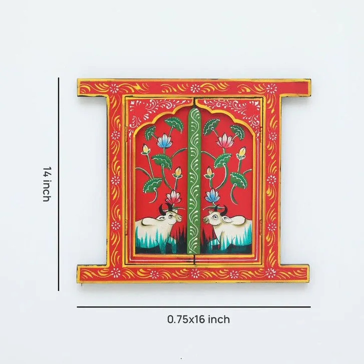Pichwai Cow Lotus Wooden Wall Accents media 9