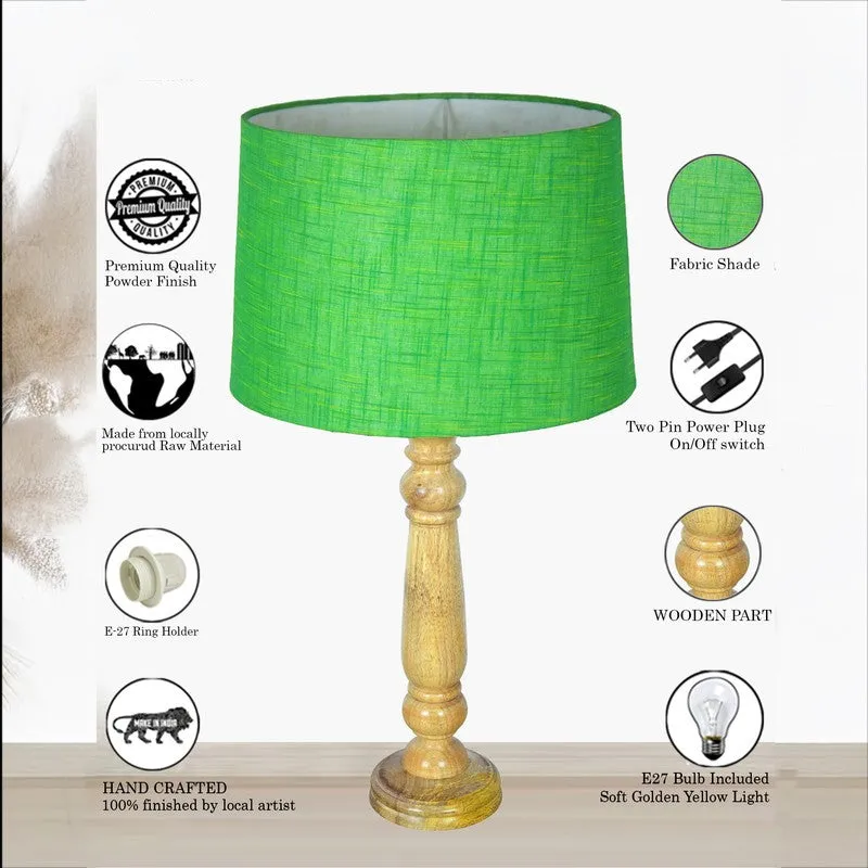 HavenGlow Peaceful Wooden Table Lamp - Green media 6