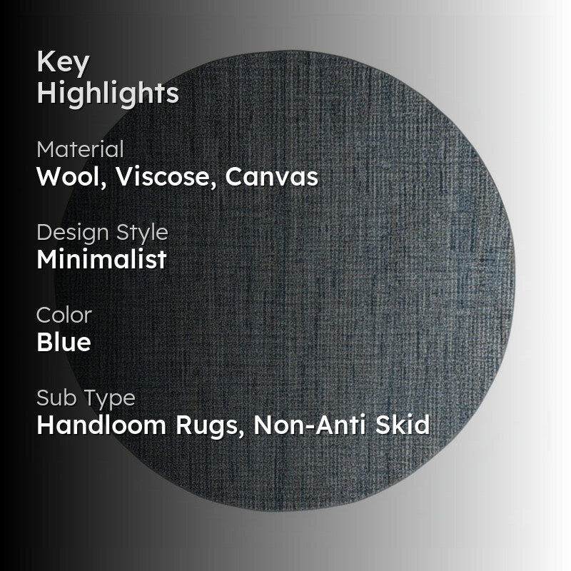 Thread Tale Hand Woven Round Wool Rug - Blue media 2