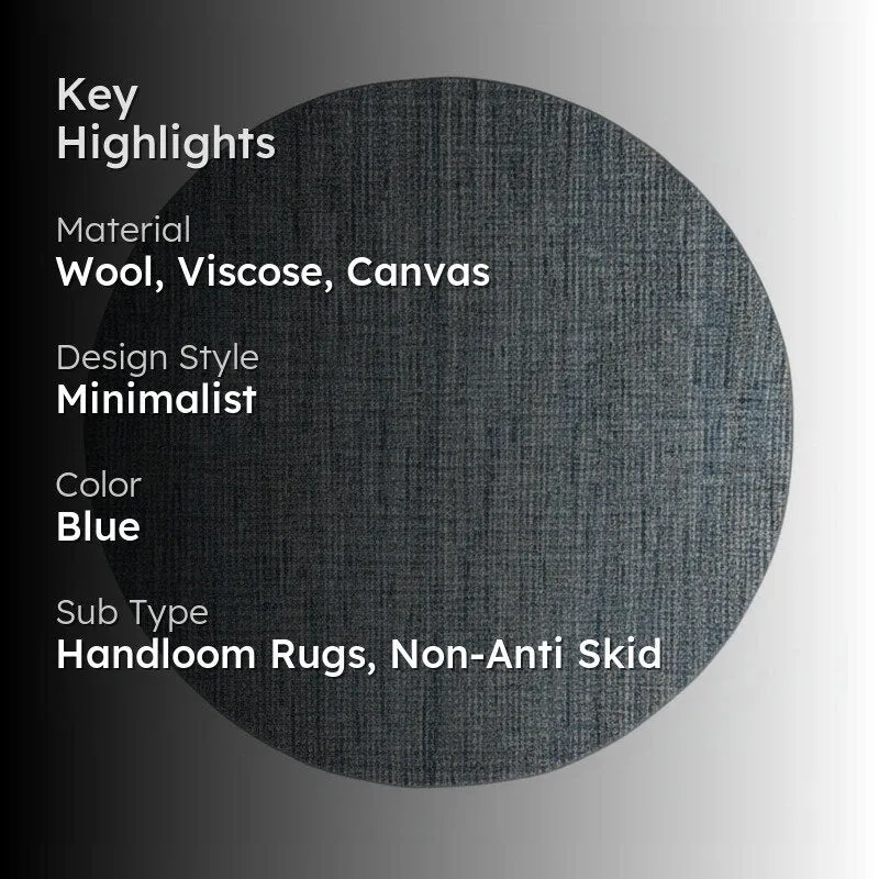 Thread Tale Hand Woven Round Wool Rug - Blue media 2