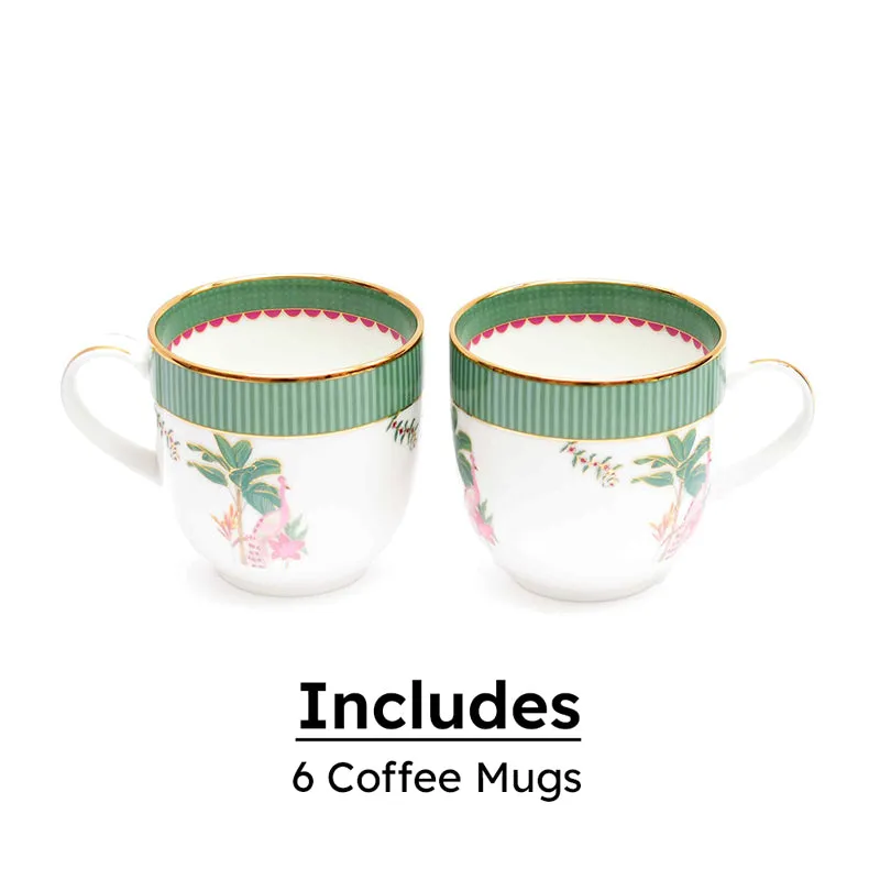 Gilded Mayura Pete 24k Gold Brushed Porcelain Coffee Mug (300 mL Each) - Set Of Six media 5