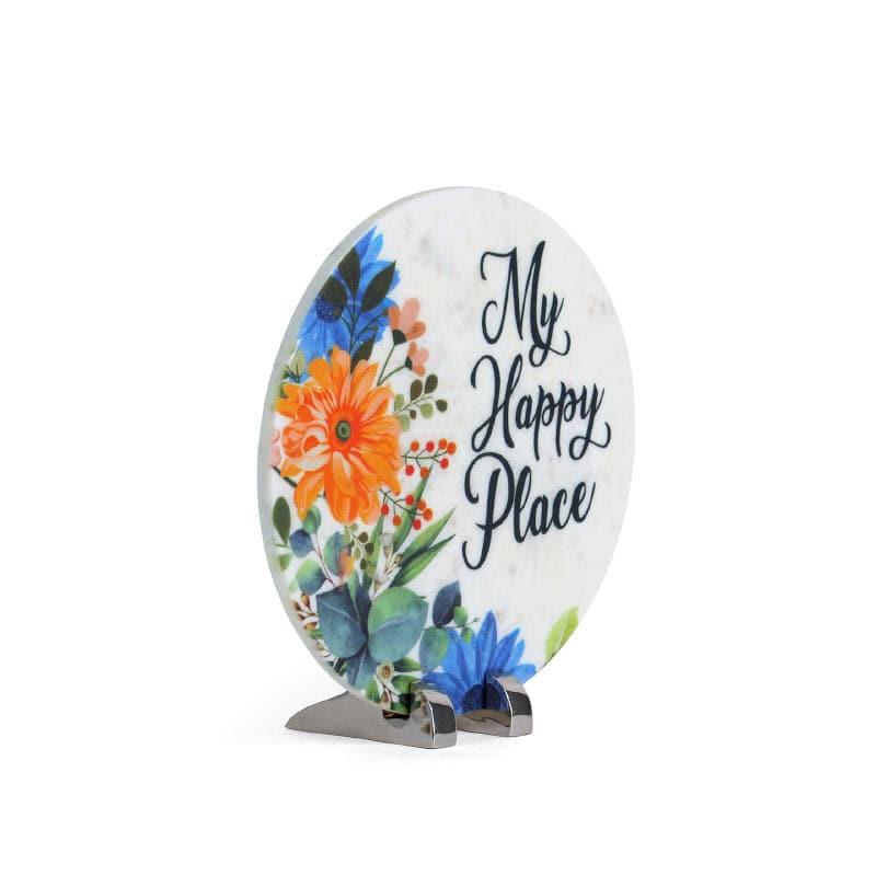 My Happy Place Floral Printed Marble Showpiece media 3