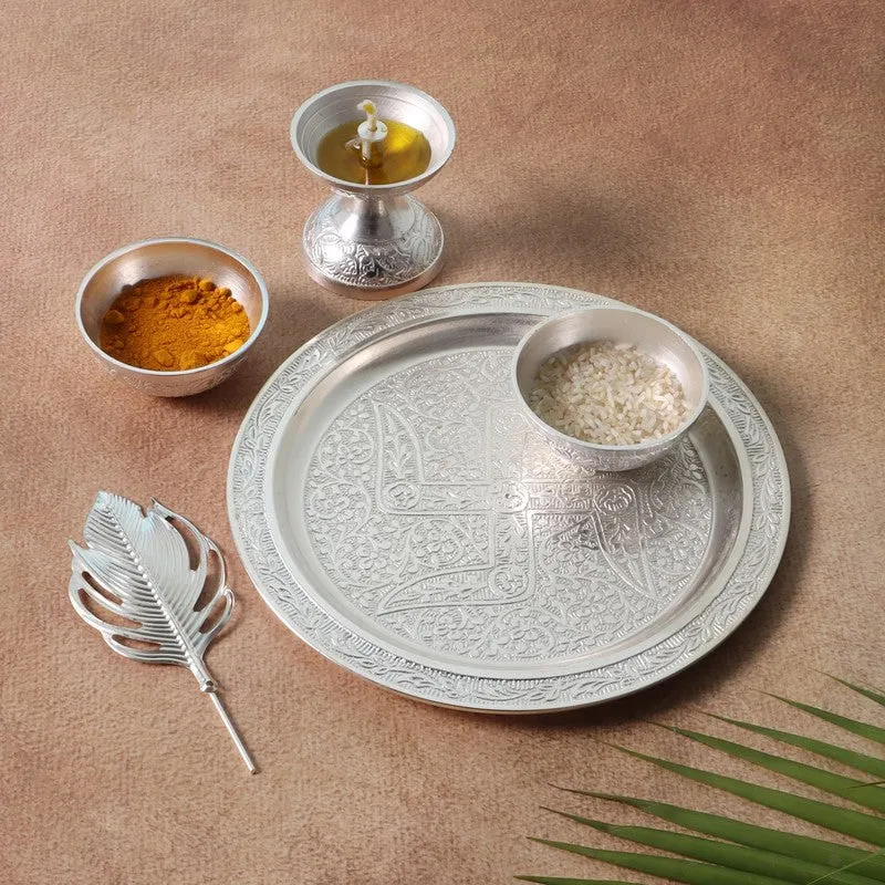 Mangala Pooja Thali Set (Silver) - Five Piece Set media 3