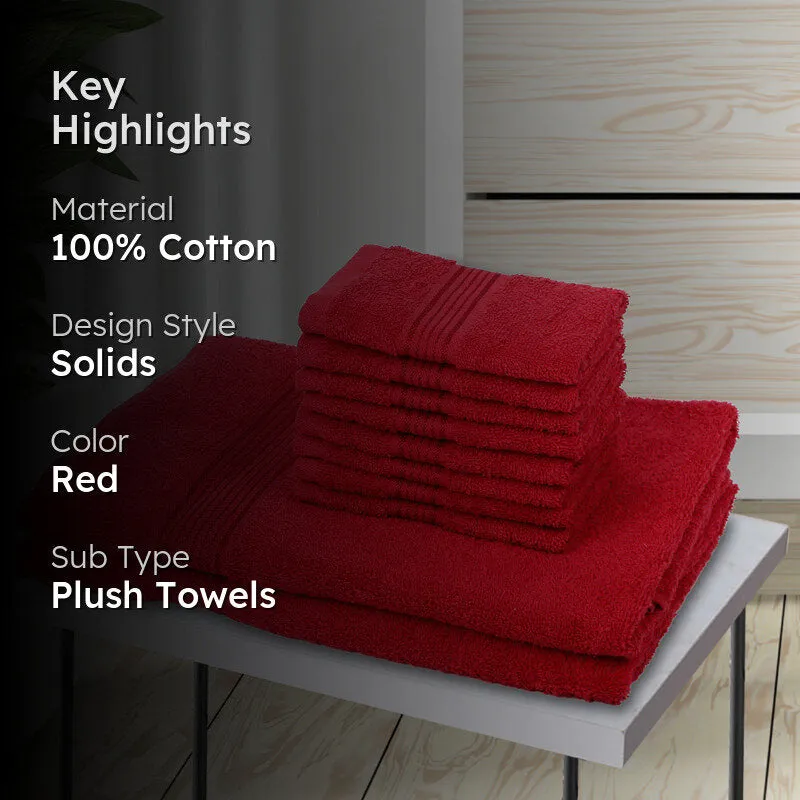 Comfora Bath & Face Towel Set (Red) - Ten Piece Set media 2