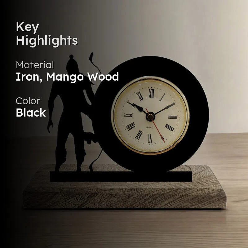 Lord Rama Iron & Mango Wood Table Clock media 2