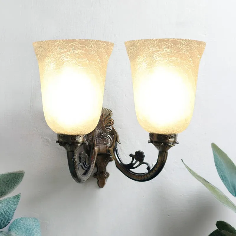 Crystal Bloom Antique Dual Shade Glass Wall Lamp media 3