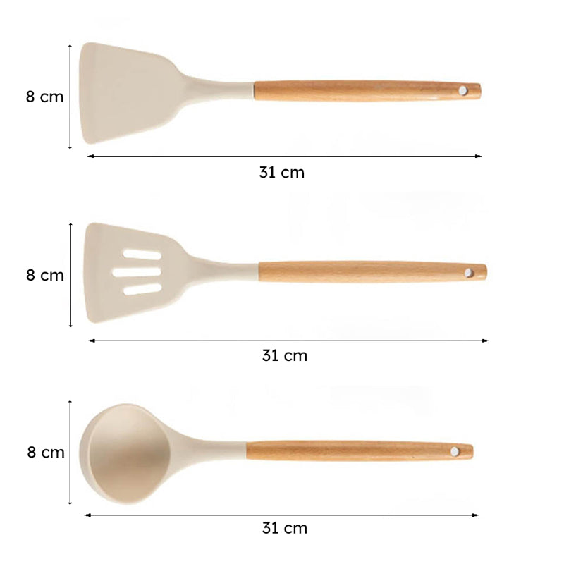 Silicone Spatulas with Wooden Handle - Three Piece Set image 7