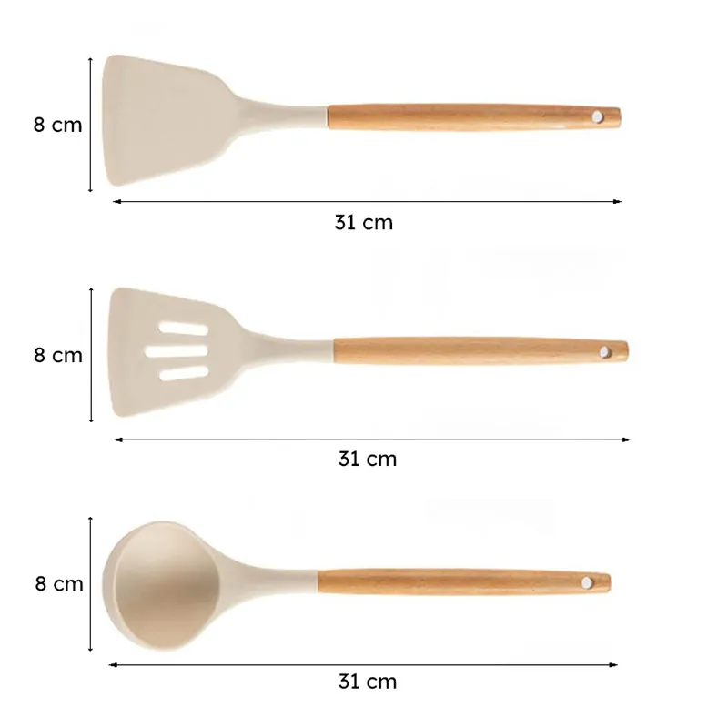 Silicone Spatulas with Wooden Handle - Three Piece Set media 7