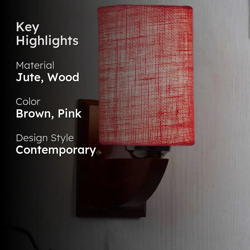 Blushy Cylindrical Wooden Wall Lamp media 2