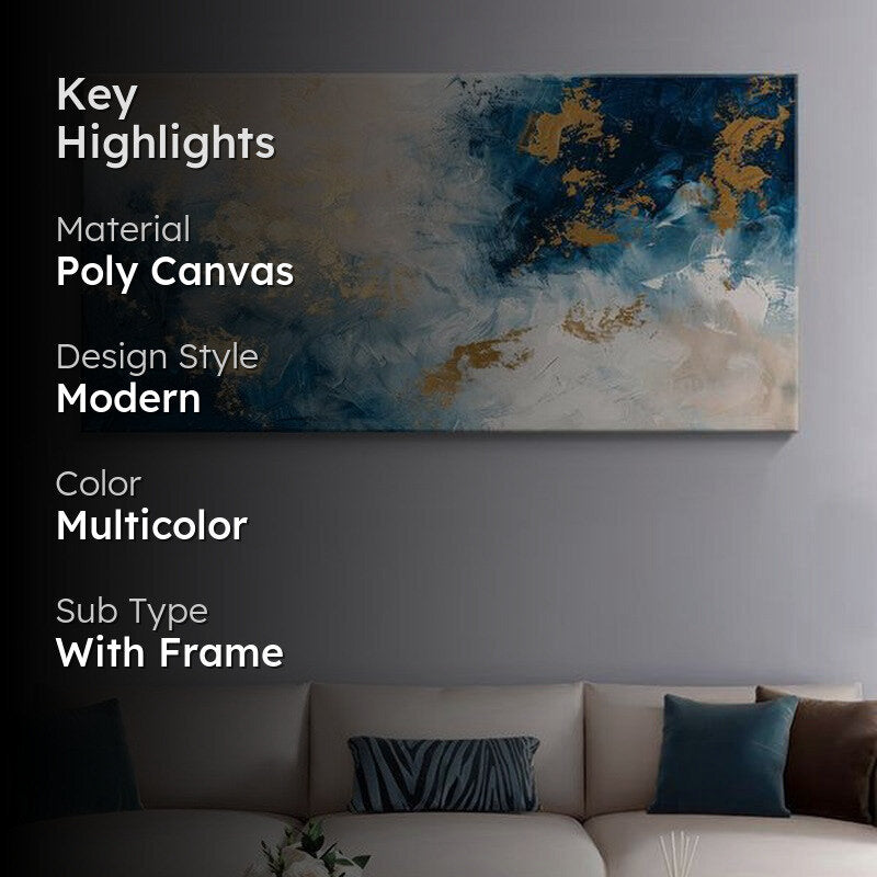 Skyline of Blue and Gold Wall Painting media 2