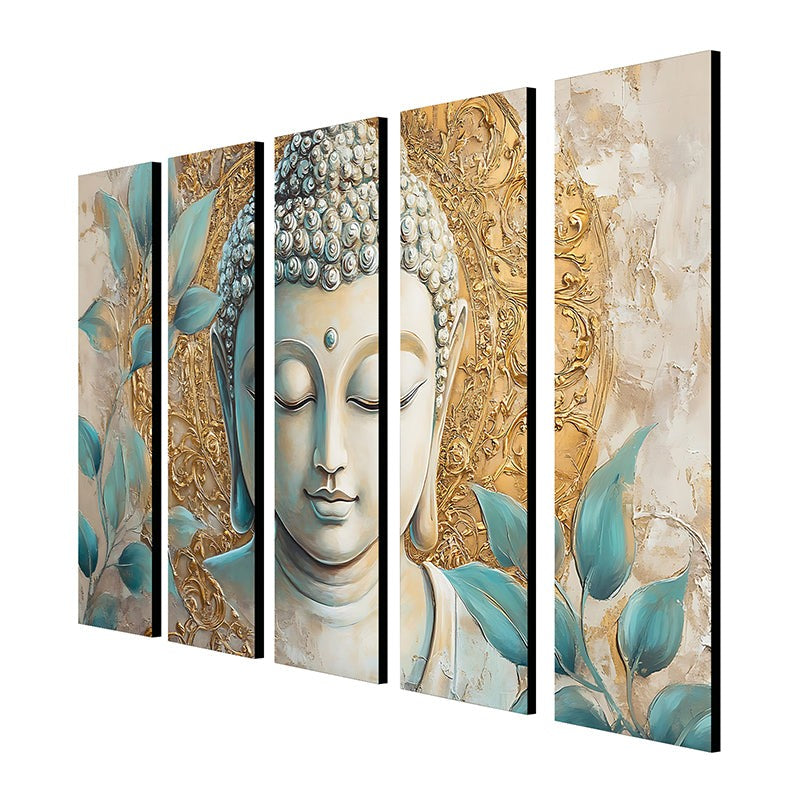 Buddha Calm Canvas Wall Art - Set Of Five media 6