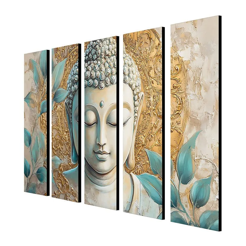 Buddha Calm Canvas Wall Art - Set Of Five media 6