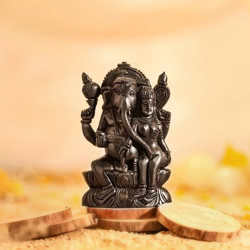 Ucchista Ganapati Divine Ebony Wood Idol media 3